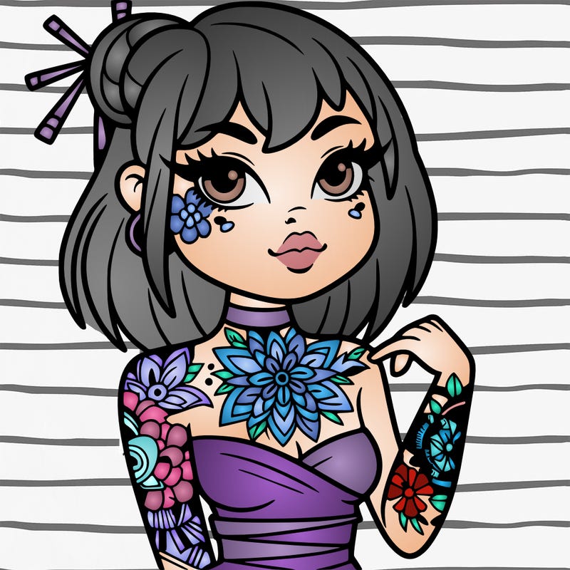 woman with japanese tattoos