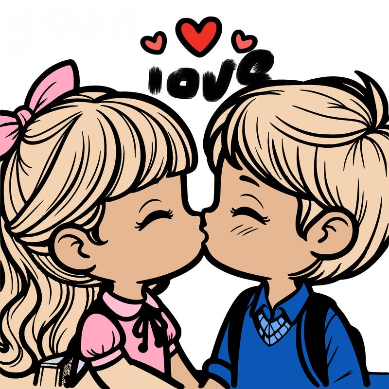 boy and girl kissing