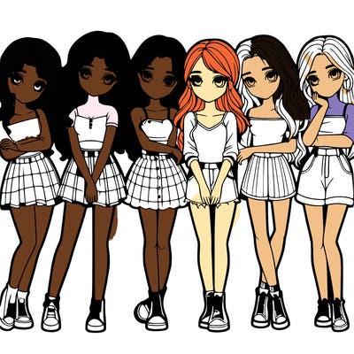 a group of girls realistic