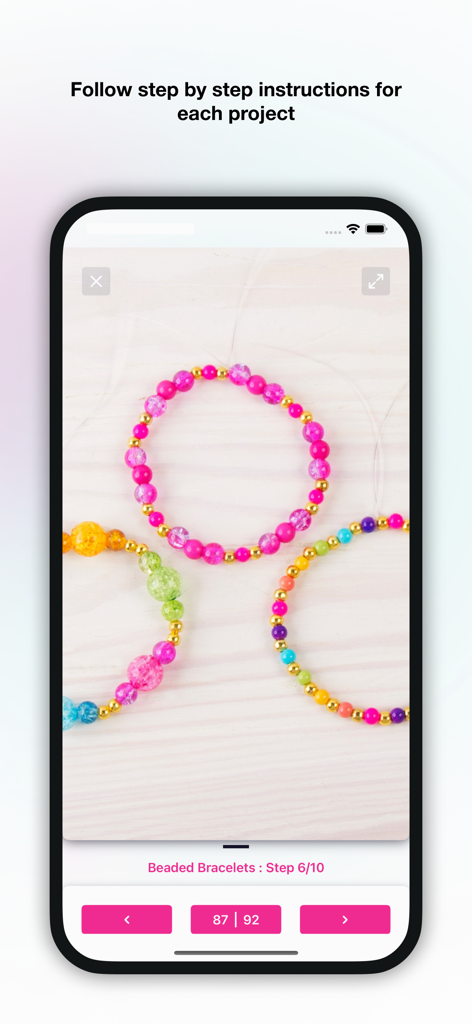 Istruzioni passo-passo per braccialetti con perline nell'app Make It Real