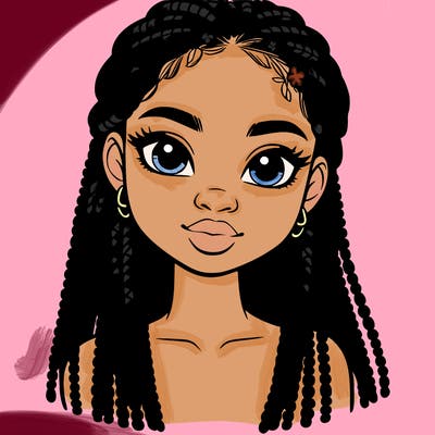 a realistic black girl with braids