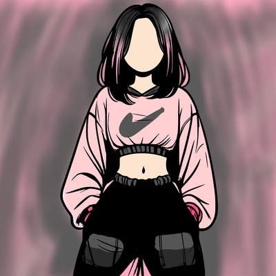 realistic girl faceless with baggy pants and a crop top