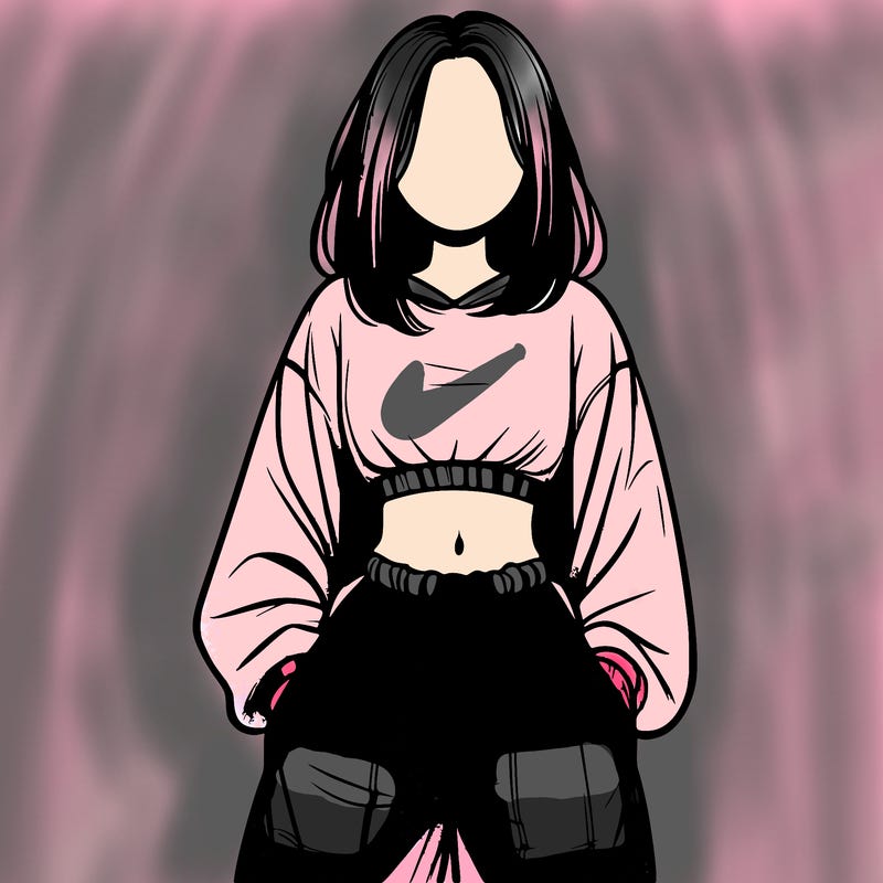 realistic girl faceless with baggy pants and a crop top