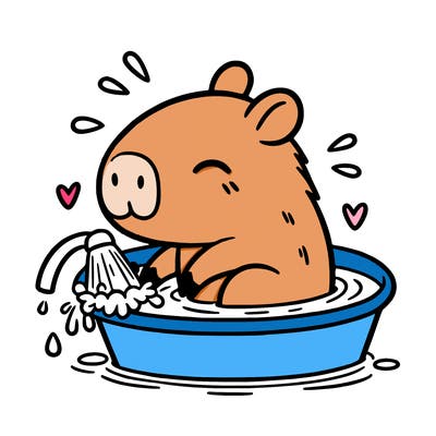 capybara taking a bath