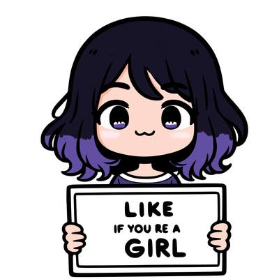 a cute girl holding a sign that says like if you’re a girl