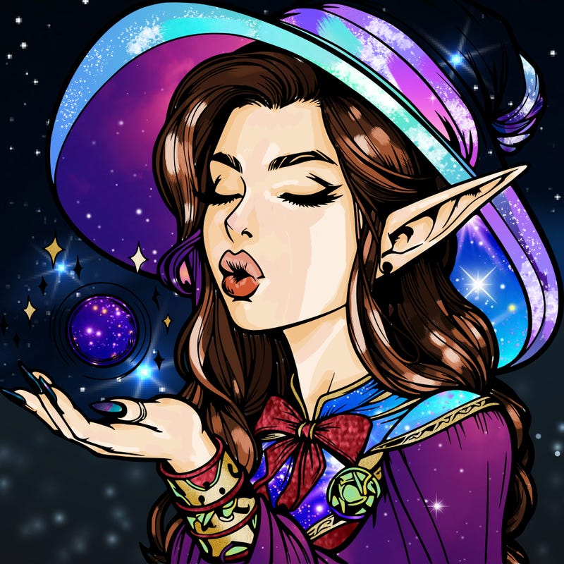 realistic elf casting a spell with lips