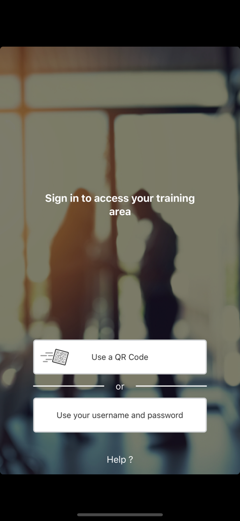 Cegid Talentsoft LMS App - Sign in screen for Cegid Talentsoft LMS showing login options via QR code or username and password