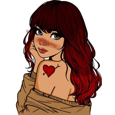 realistic girl with bangs looking over her shoulder