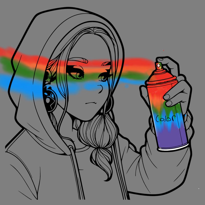 a realistic girl, spray painting