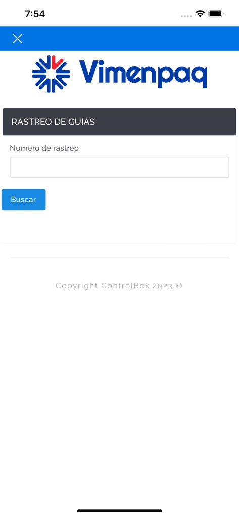 Vimenpaq - Vimenpaq app interface for tracking international packages with a tracking number search