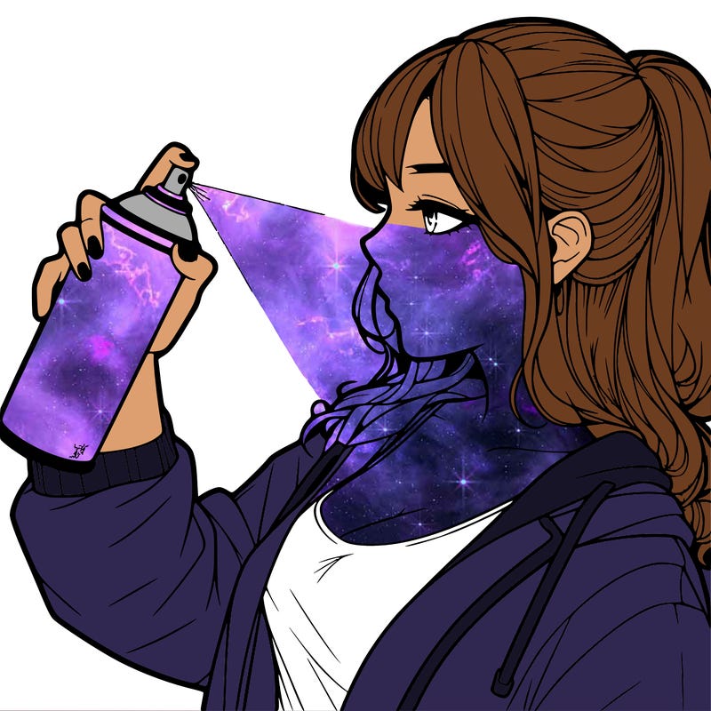 a realistic girl spray, painting