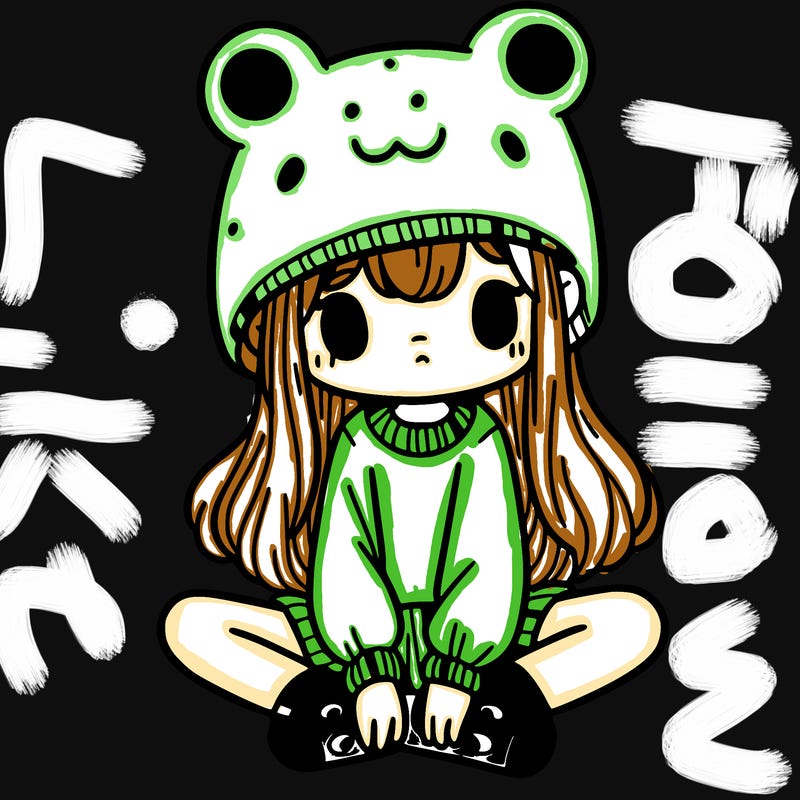 a girl wearing a frog hat and some frog socks