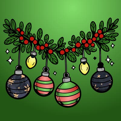 christmas garland with big bulbs