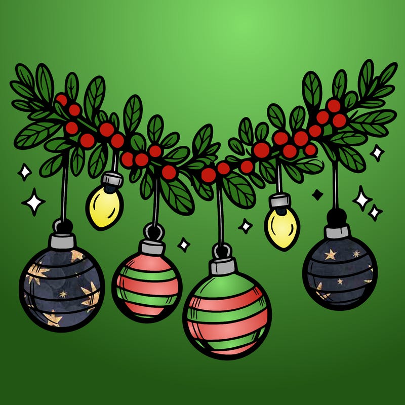 christmas garland with big bulbs