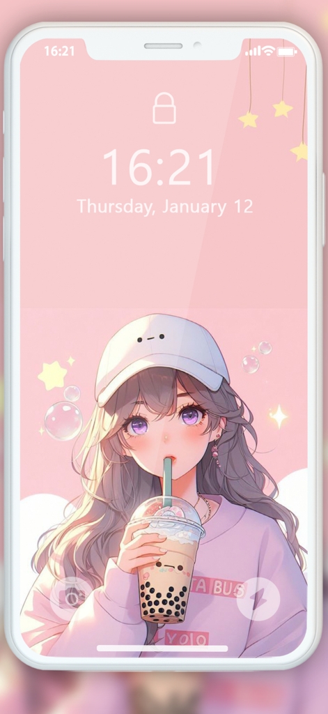 Cute Girly Wallpaper 4k - Cute anime girl drinking boba tea with pink aesthetic background