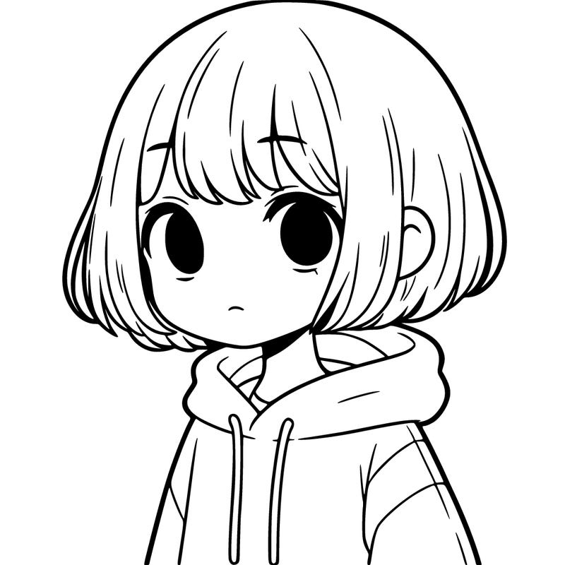 short hair girl in a cute hoodie