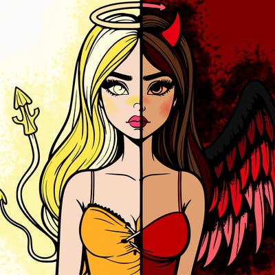 devil vs angel realistic girl