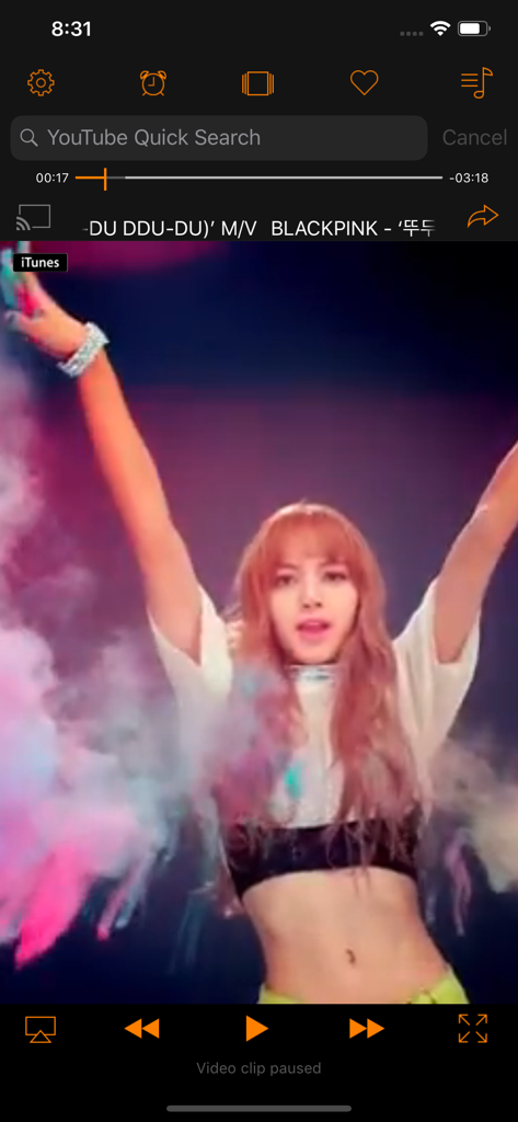 AudioViz  - Top Songs Online - Interface of the AudioViz app showing a music video playing with search and playback controls