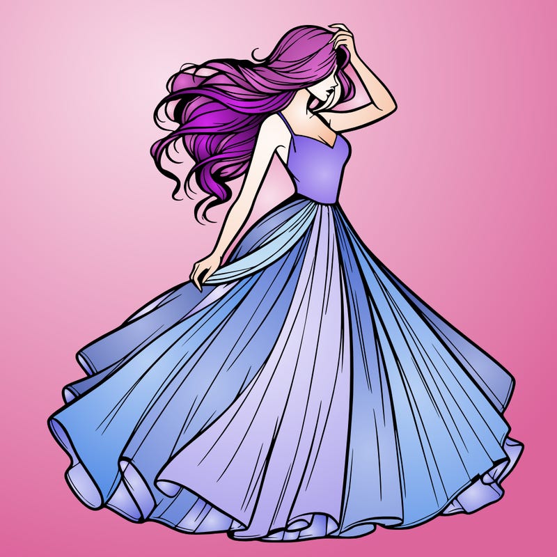 realistic woman with dress flowing in the wind