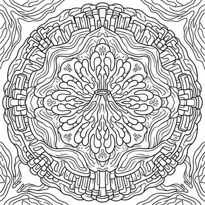 Dive into a unique coloring experience with this Rhyolitic Lava Flow Mandala. Its intricate, symmetrical design captures the mesmerizing beauty of geological formations in a calming radial pattern.