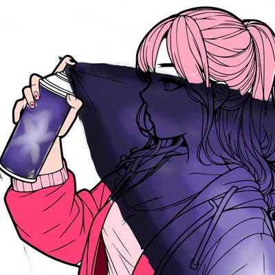 a realistic girl spray, painting
