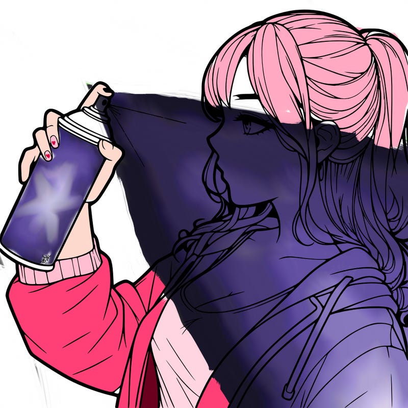a realistic girl spray, painting