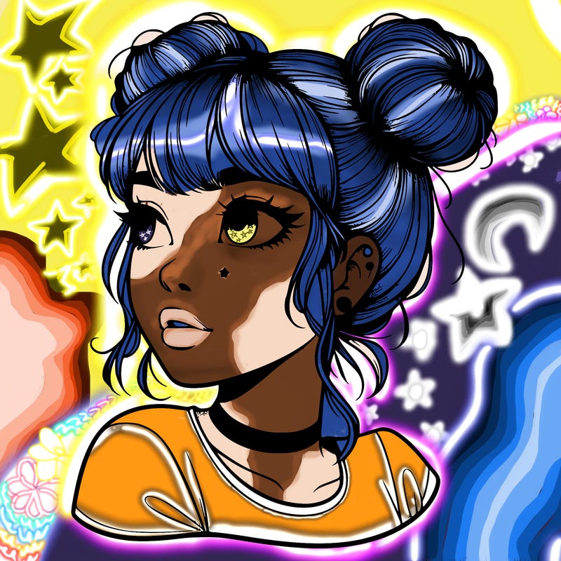 realistic girl with spacebuns