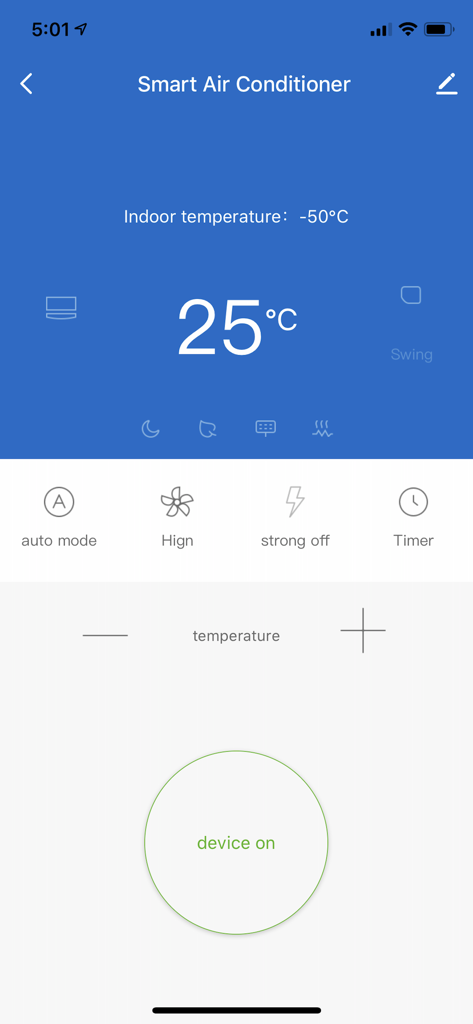Interfaz de la aplicación Smart Life Philco para el control remoto inteligente del aire acondicionado
