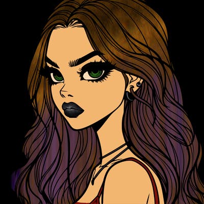 a realistic girl with siren eyes and looks badass