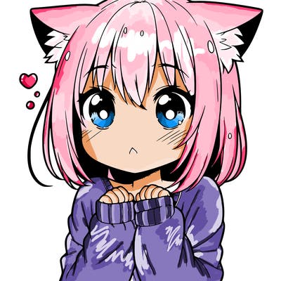 shy anime catgirl