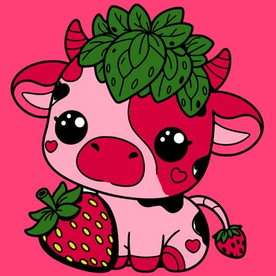 cute strawberry cow