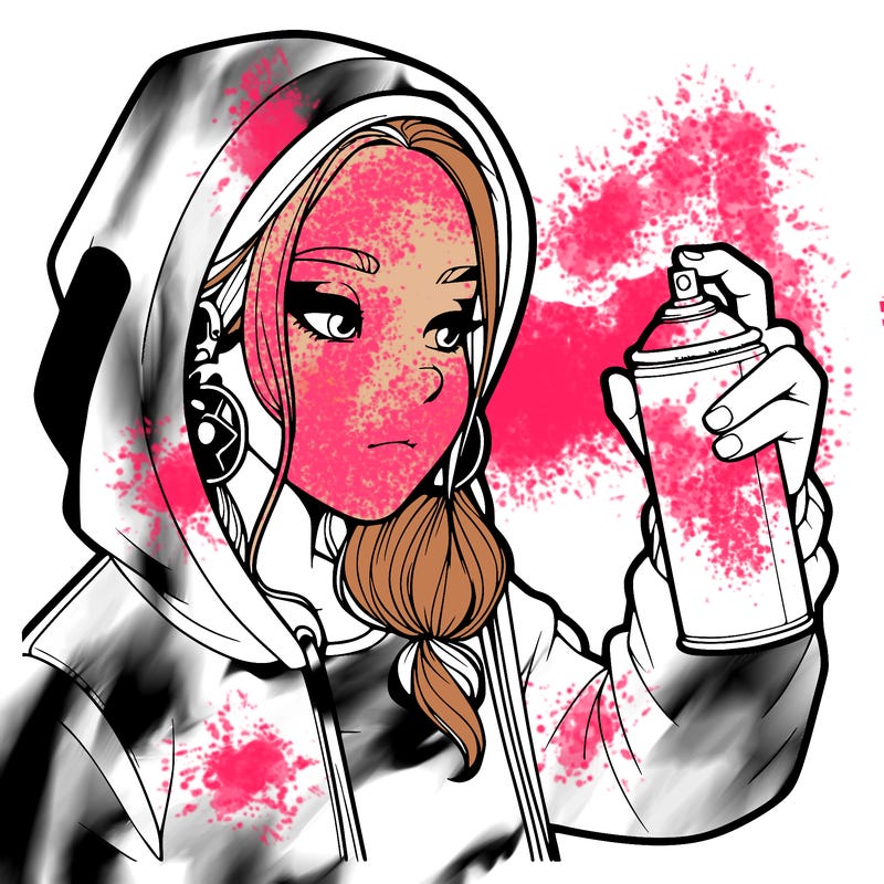 a realistic girl, spray painting