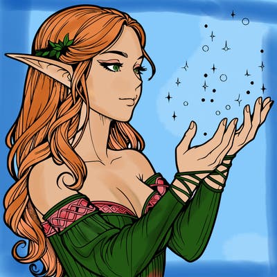 realistic elf girl doing magic