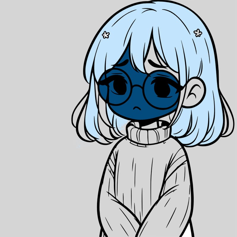 sad girl with glasses in a sweater