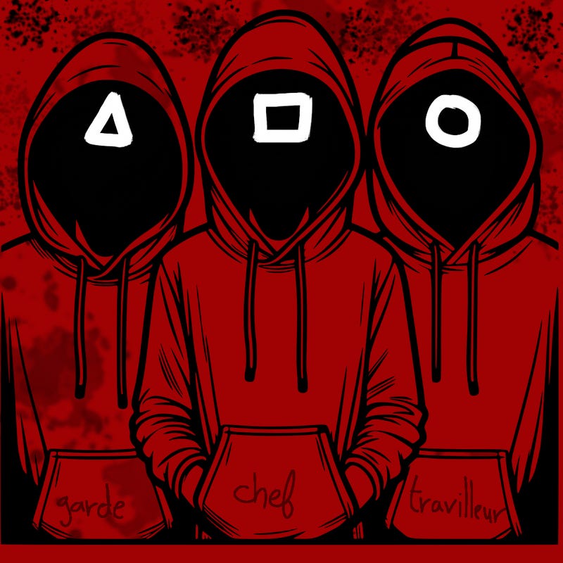 3 faceless people in  hoodies