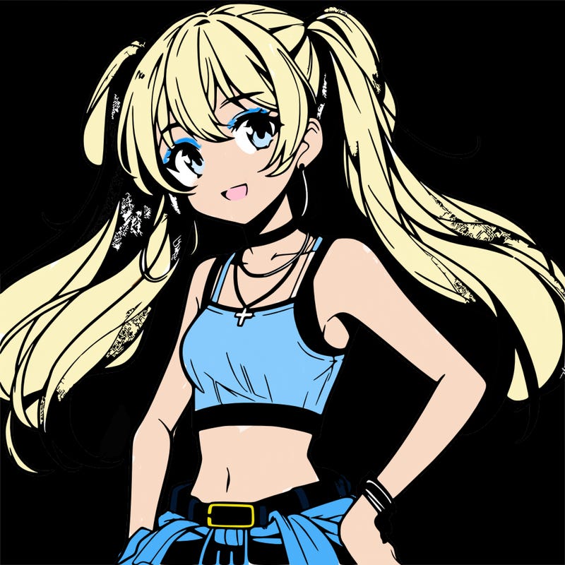 anime girl wearing crop top