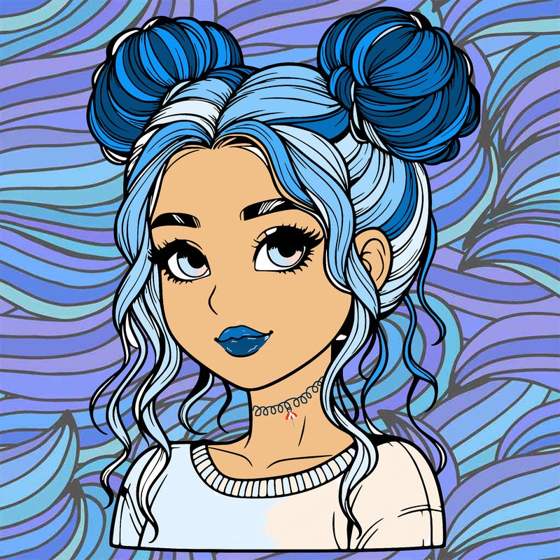 realistic girl with two buns in her hair