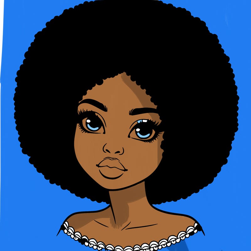 realistic black girl white a afro