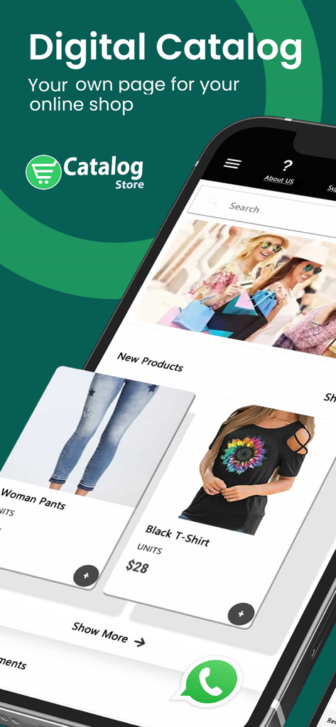 Catálogo Digital, Tienda y TPV - Interface de aplicativo móvel para criação de catálogo de produtos digitais e loja online