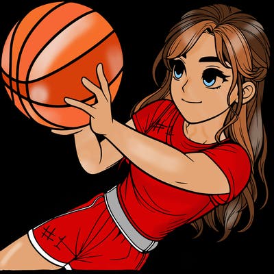 realistic girl playing basketball