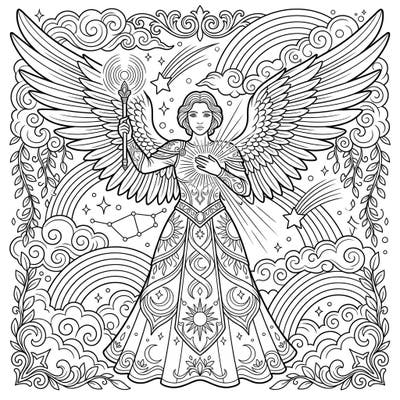 Discover the serene beauty of our Virtues Angel coloring page, a stunning design that embodies grace and strength. Dive into a world of intricate celestial patterns and flowing robes, perfect for artists of all ages.