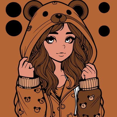 realistic girl in a animal pjs hoodie