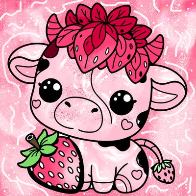 cute strawberry cow