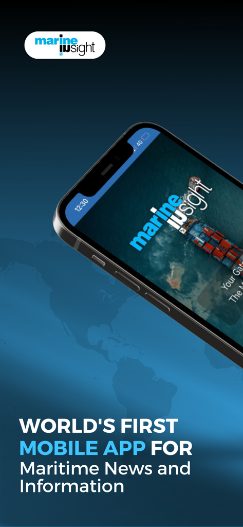 Promotional screen for Marine Insight maritime news and information mobile app