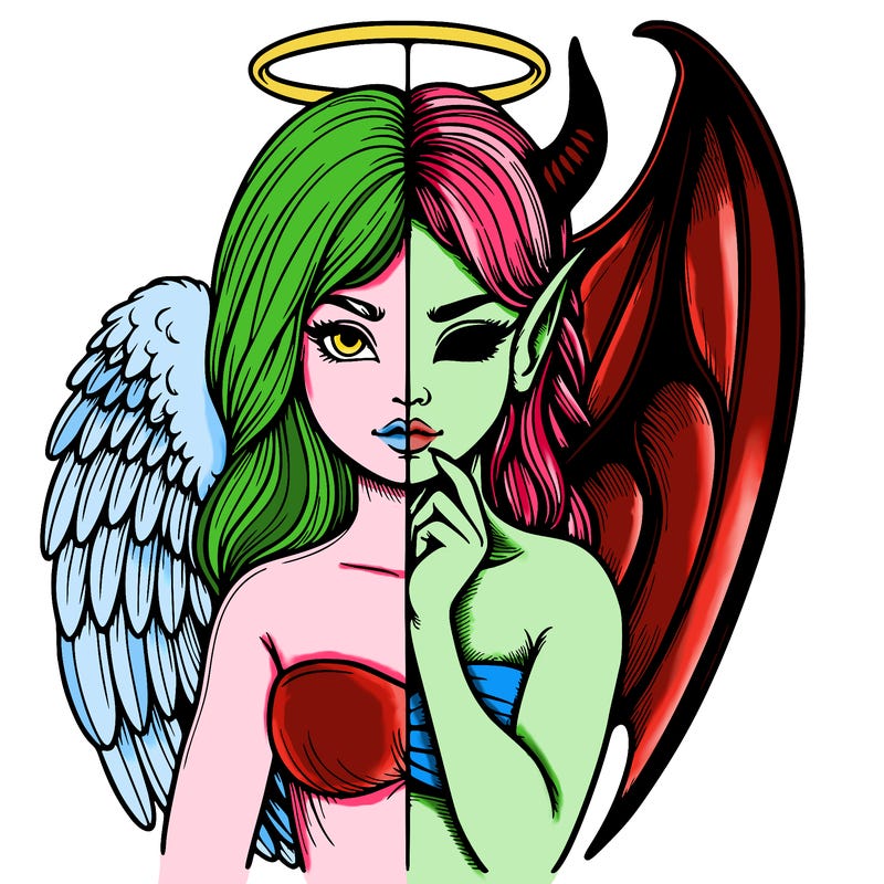 realistic angel half demon