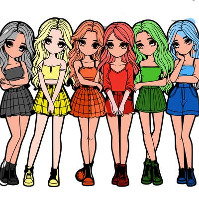 a group of girls realistic