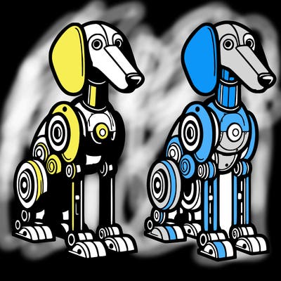 two mechanical grey hounds