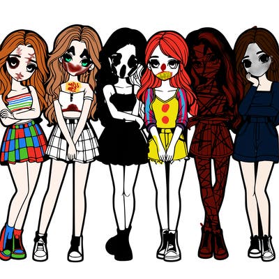 a group of girls realistic