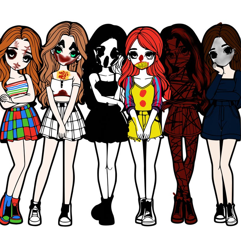 a group of girls realistic