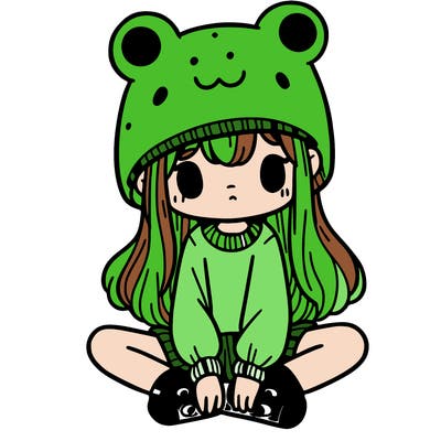 a girl wearing a frog hat and some frog socks